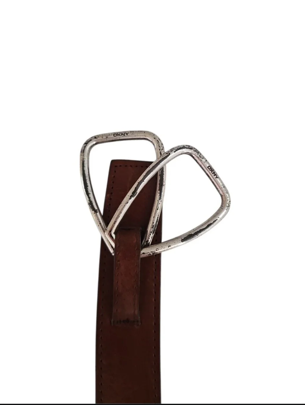 Vintage DKNY Buffalo Calf Leather Belt Women M Brown Made USA Minimalist Classic